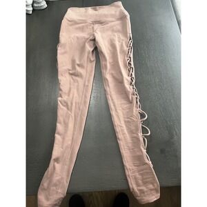 Alo Yoga‎ Lace Up Leggings Dusty Rose XS High Waist Workout Athleisure